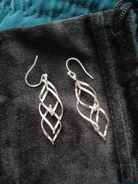 Sterling Silver Twisted Drop Dangle Earrings - Silver